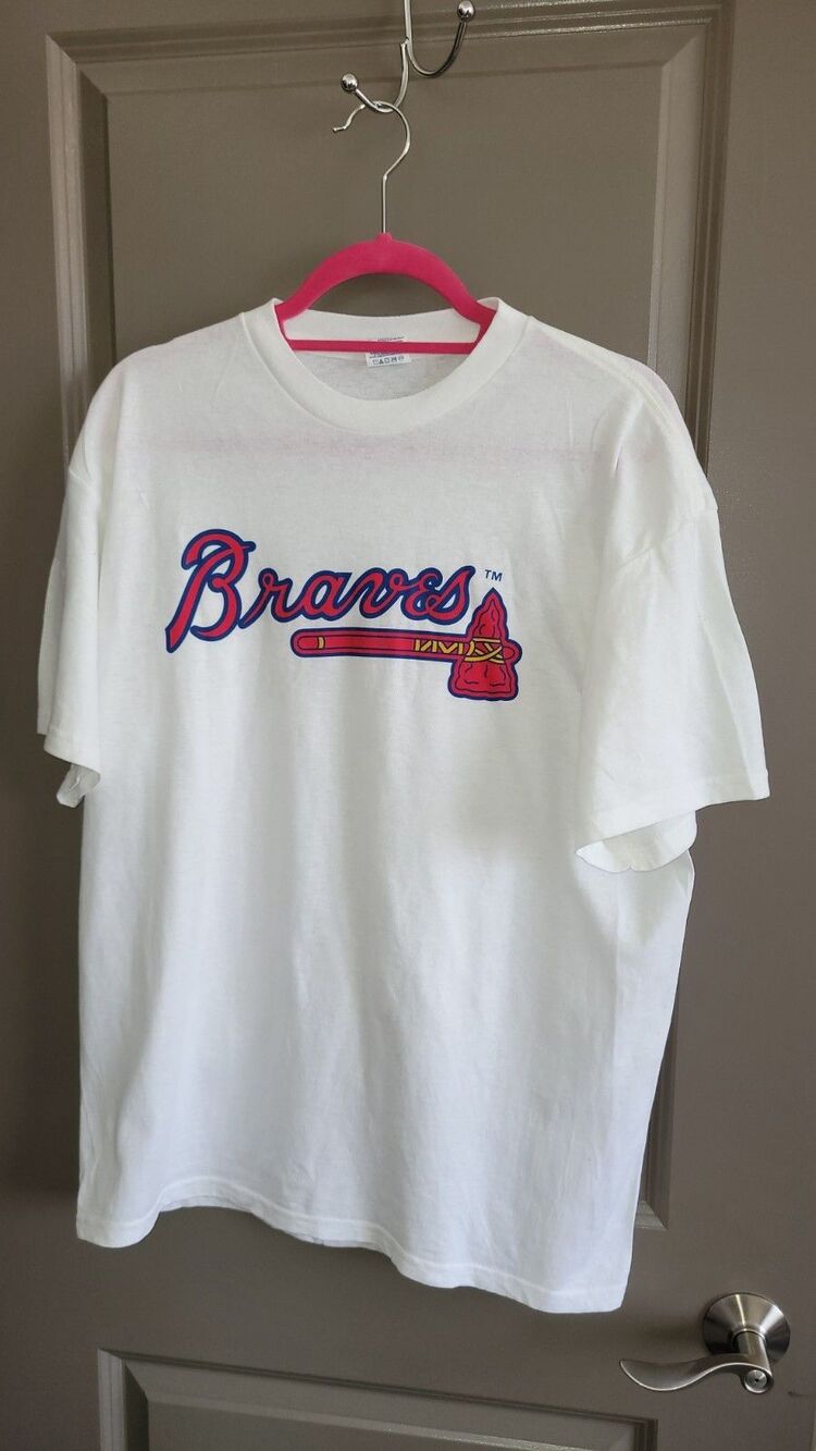 Atlanta Braves Signed #14 Tee White Size L